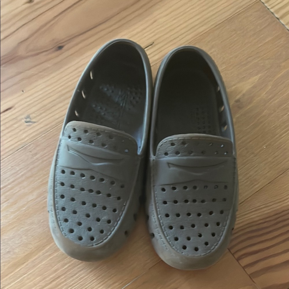 Brown Floafers with Perforated Design and Rounded Toe
